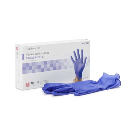 Mckesson Confirderm 3.0, Disposable Gloves, Nitrile, Powder-Free, S, 1000 PK, Dark Blue 14-6N32EC